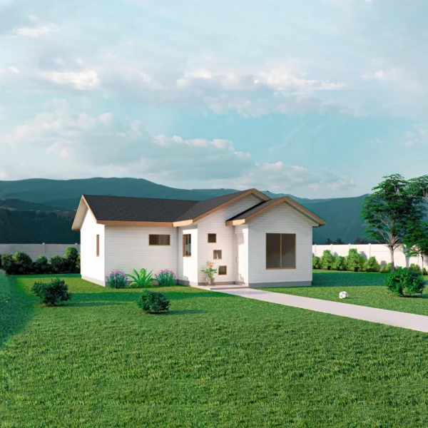 Casa prefabricada Modelo B-074 de 74 m². 2 dormitorios